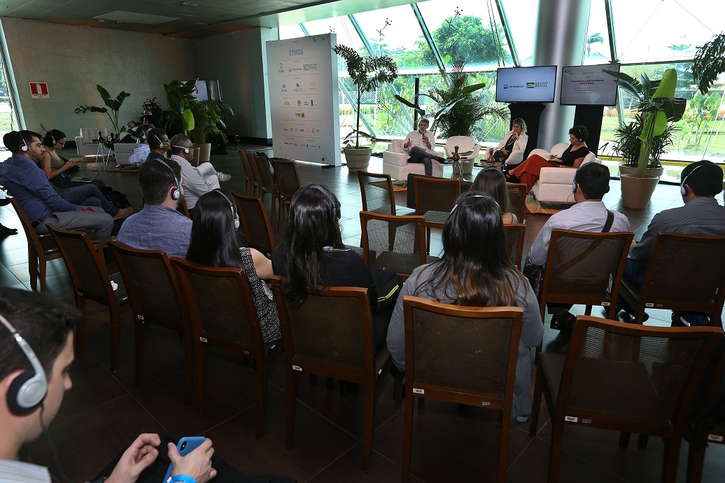 a group of people sitting in a room