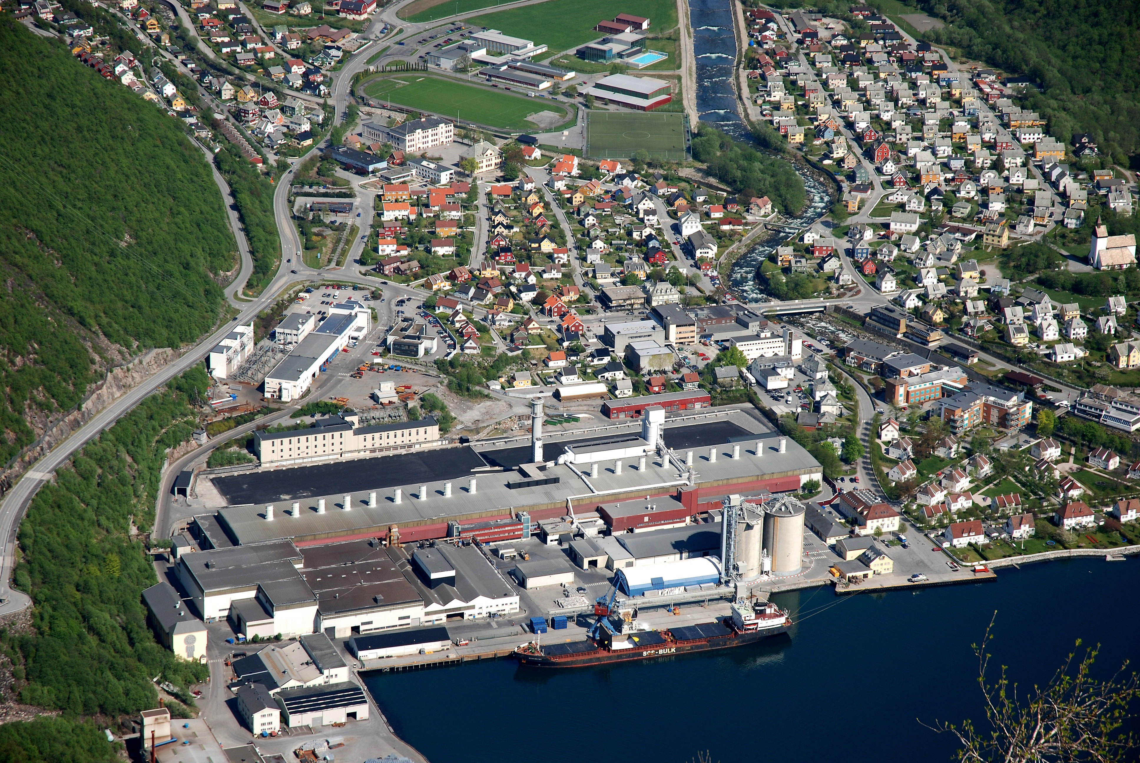 Aerrial photo of Høyanger