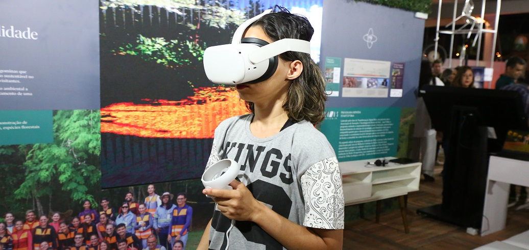 a person wearing a virtual reality headset